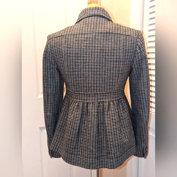 Banana Republic Blue/Brown Houndstooth Blazer - Size 2 - Picture 2 of 9